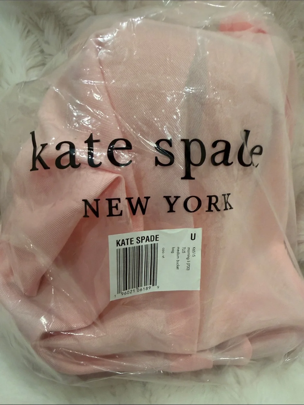 KATE SPADE TULIP BUCKET BAG med Yellow linen inside green leather accent NWT - Picture 9 of 9